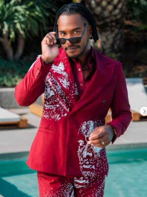Access Daily Scott Evans Burgundy Embellished Blazer