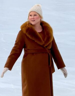 Amy Schumer Kinda Pregnant 2025 Brown Shearling Coat