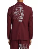 Access Daily Scott Evans Burgundy Embellished Blazer