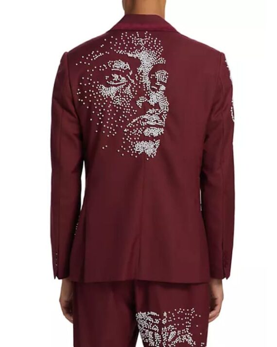 Access Daily Scott Evans Burgundy Embellished Blazer