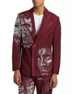 Access Daily Scott Evans Burgundy Embellished Blazer