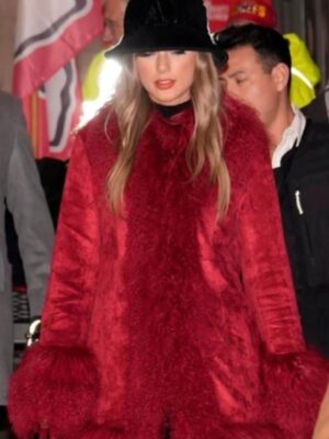 Taylor Swift Chiefs Game Red Fur Coat (1)