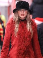 Taylor Swift Chiefs Game Red Fur Coat