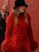 Taylor Swift Chiefs Game Red Fur Coat