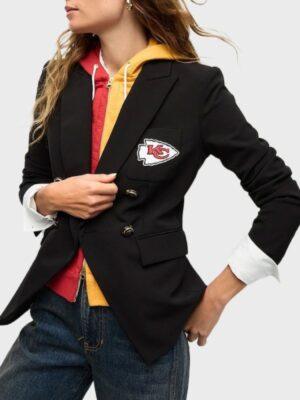 The View 2025 Sara Haines Kansas City Chiefs Double Breasted Blazer – Black