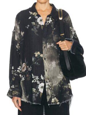 The View Whoopi Goldberg Black Floral Shirt Jacket