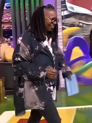 The View Whoopi Goldberg Black Floral Shirt Jacket