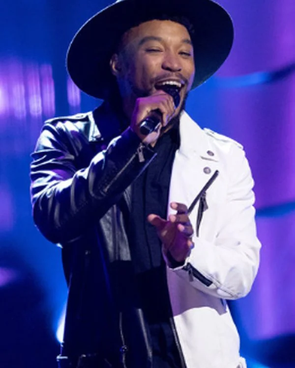 The Voice S027 Divighn Two Tone Leather Moto Jacket