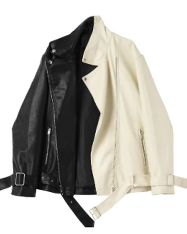 The Voice S027 Divighn Two Tone Leather Moto Jacket