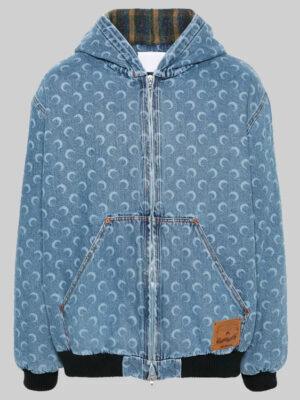 Timothee Chalamet Crescent Moon-Print Blue Denim Jacket