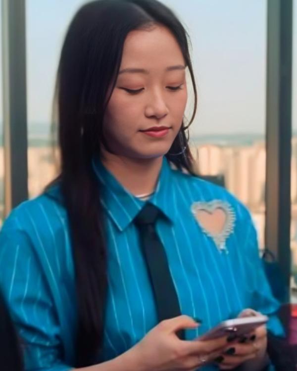 Xo Kitty Yuri Blue Striped Heart Shirt