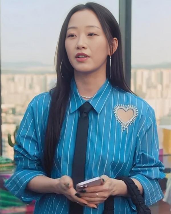 Xo Kitty Yuri Blue Striped Heart Shirt