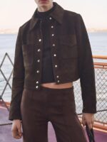 After Midnight 2025 Taylor Tomlinson Brown Suede Jacket