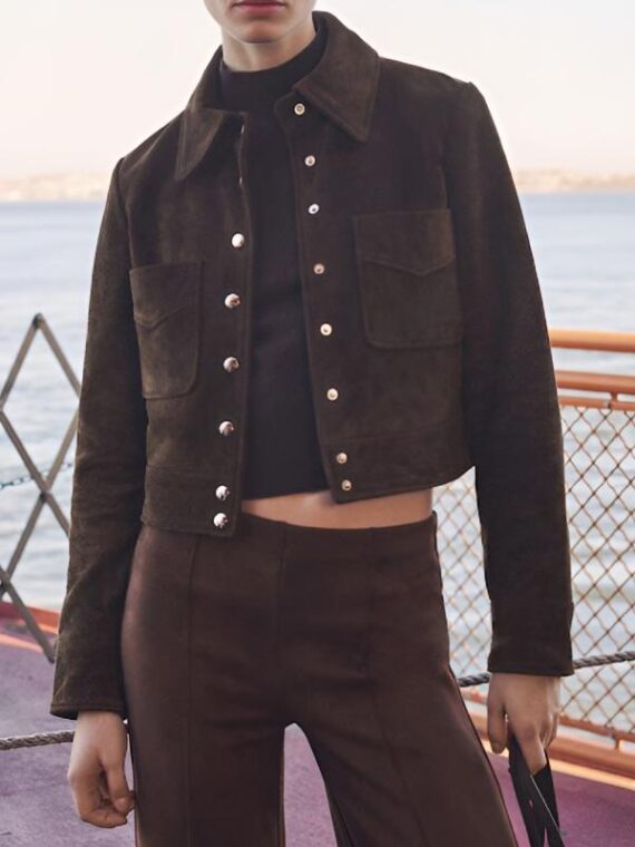 After Midnight 2025 Taylor Tomlinson Brown Suede Jacket