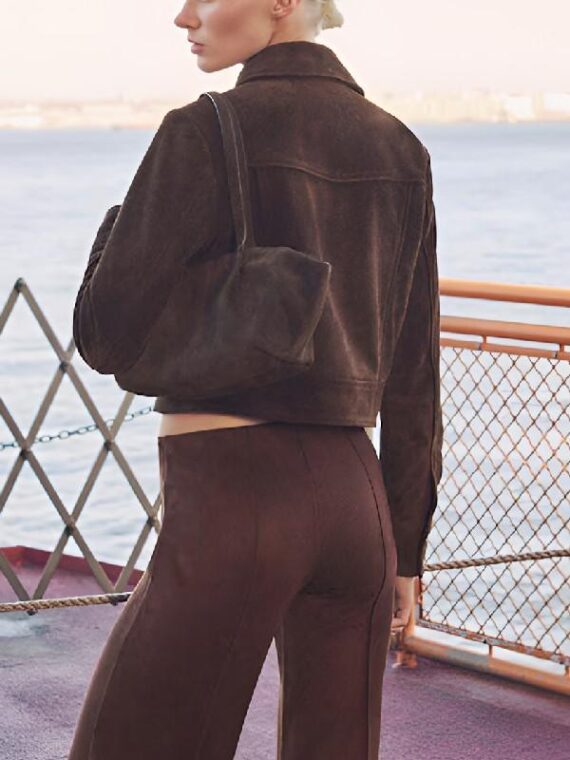 After Midnight 2025 Taylor Tomlinson Brown Suede Jacket