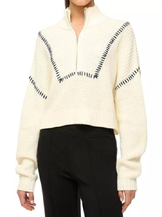 All American S07 Greta Onieogou Stitch Trim Half Zip Sweater
