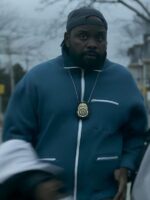 Dope Thief 2025 Brian Tyree Henry Blue Ribbed Cardigan
