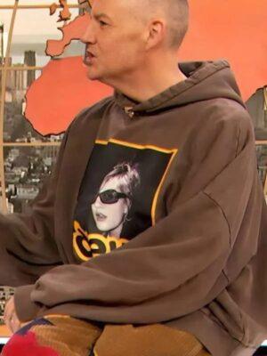 Shop True Drew Boxy Vintage Pullover Hoodie brown color
