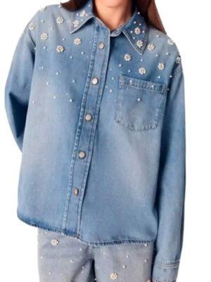 TV-Series The View Sara Haines Beaded Denim Shirt