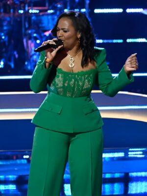 The Voice S27 Tinika Wyatt Green Corset Suit