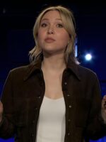 After Midnight 2025 Taylor Tomlinson Brown Suede Jacket
