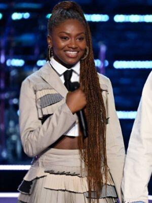 The Voice S27 Ari Camille Khaki Crop Ruffle Jacket
