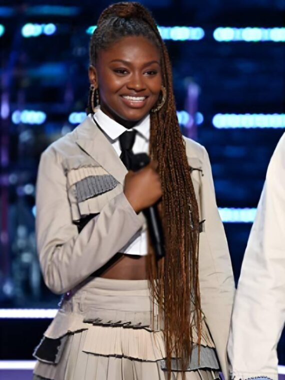 The Voice S27 Ari Camille Khaki Crop Ruffle Jacket
