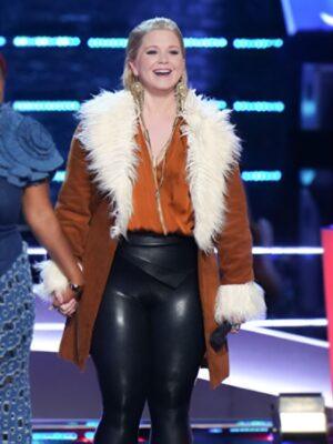 The Voice S27 Brook Wood Fur Trim Brown Coat