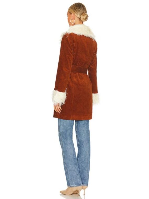 The Voice S27 Brook Wood Fur Trim Brown Coat