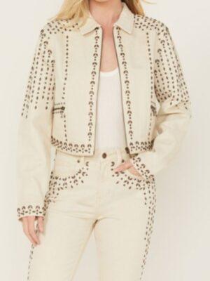 TV-Show The Voice S27 Hailey Wright White Studded Denim Jacket
