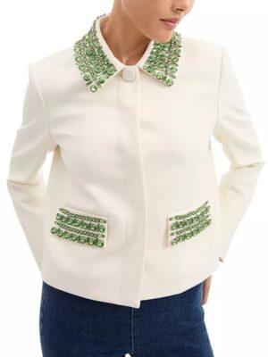 The View 2025 Joy Behar White And Green Embellished Jacket