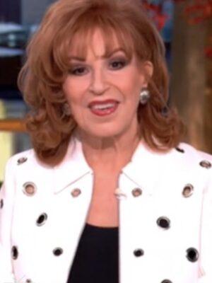 The View 2025 Joy Behar White Grommet Detail Leather Jacket