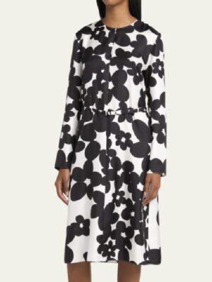 The View 2025 Sunny Hostin Black & White Silk Twill Floral Dress
