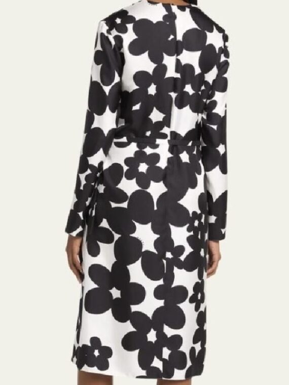 The View 2025 Sunny Hostin Black & White Silk Twill Floral Dress