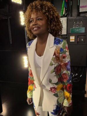The View Karine Jean-Pierre White Floral Print Blazer