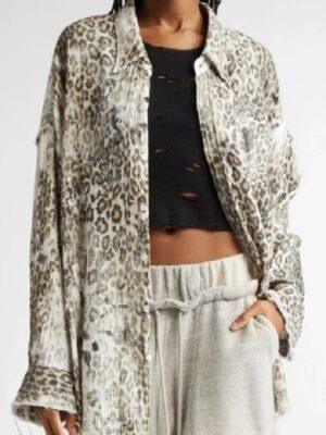 The View Whoopi Goldberg Leopard Print Distressed Shirt