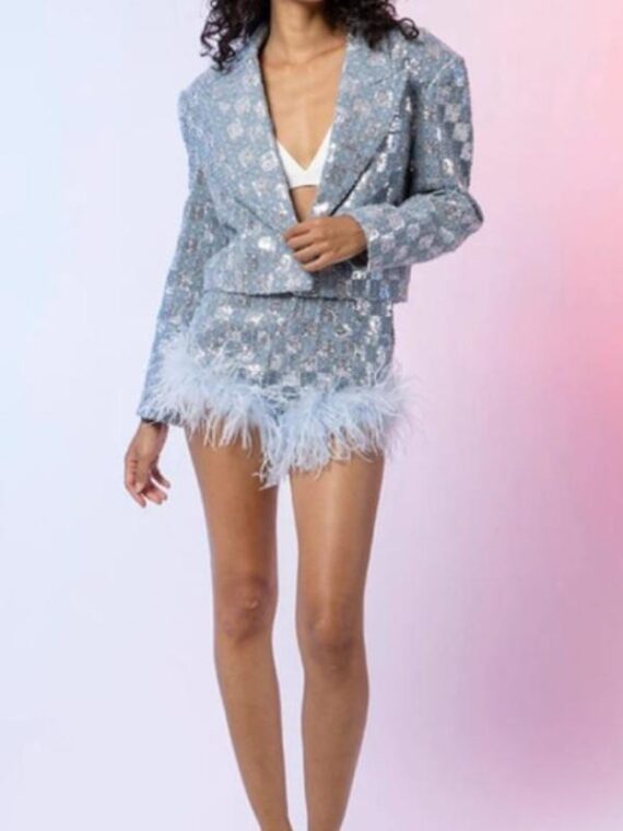 The Voice S27 Angie Rey Denim & Metallic Checkered Jacket