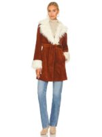 The Voice S27 Brook Wood Fur Trim Brown Coat