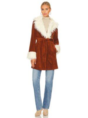 The Voice S27 Brook Wood Fur Trim Brown Coat