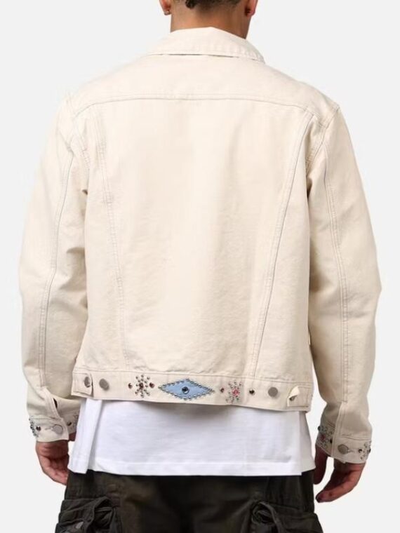 The Voice S27 Bryson Battle White Studded Trucker Jacket