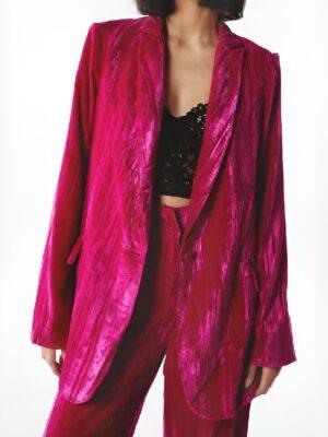 The Voice S27 Iris Herrera Pink Crushed Velvet Blazer