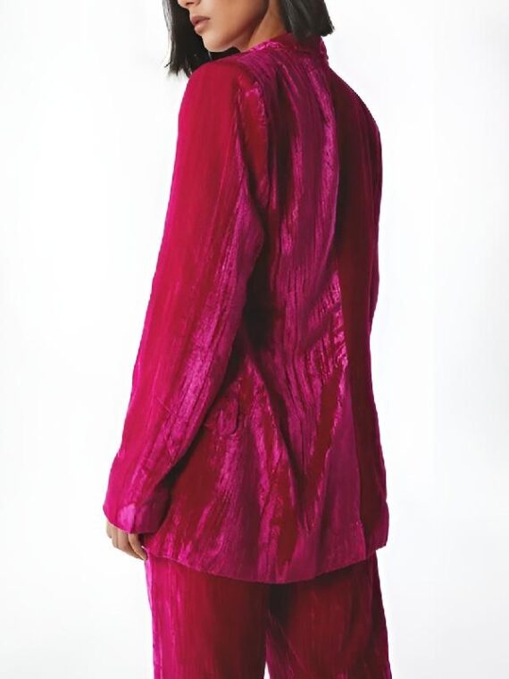 The Voice S27 Iris Herrera Pink Crushed Velvet Blazer