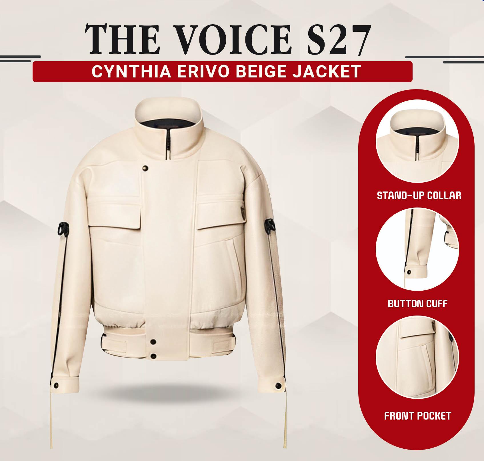 The Voice Season 27 Cynthia Erivo Beige Leather Jacket