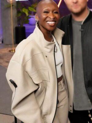 The Voice S27 Cynthia Erivo Beige Leather Jacket