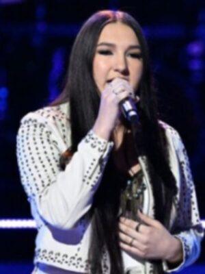 The Voice S27 Hailey Wright White Studded Denim Jacket