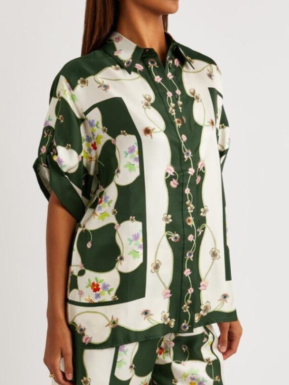 The White Lotus S03 Leslie Bibb Printed Silk-Twill Shirt