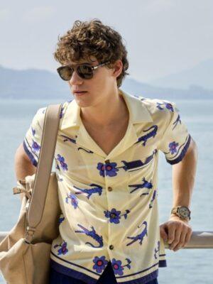 The White Lotus S3 Sam Nivola Crocodile & Floral Print Shirt