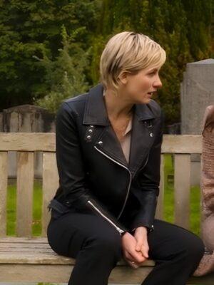 Toxic Town Jodie Whittaker Black Leather Jacket for women