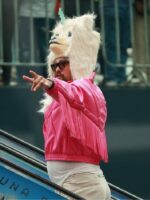 A Minecraft Movie 2025 Jason Momoa Pink Fringe Crop Jacket