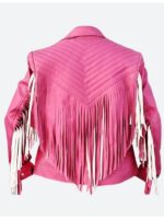 A Minecraft Movie 2025 Jason Momoa Pink Fringe Jacket